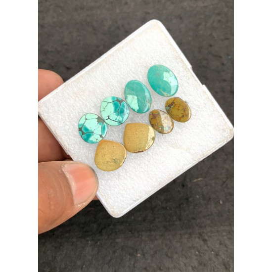 High Quality Natural Tibetan Turquoise Smooth Pair Mix Shape Cabochons Gemstone For Jewelry