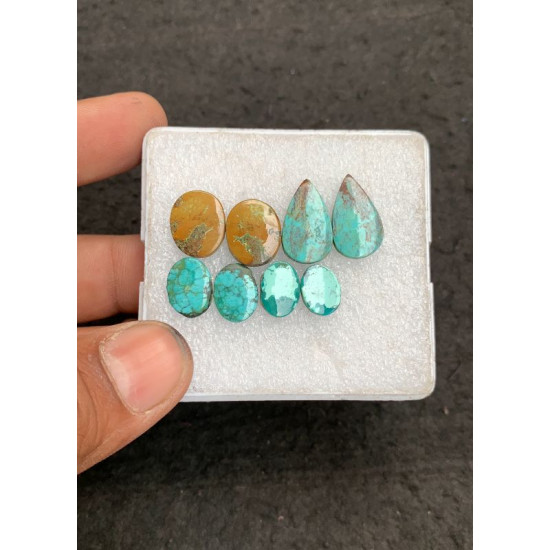 High Quality Natural Tibetan Turquoise Smooth Pair Mix Shape Cabochons Gemstone For Jewelry