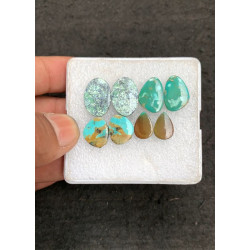 High Quality Natural Tibetan Turquoise Smooth Pair Mix Shape Cabochons Gemstone For Jewelry