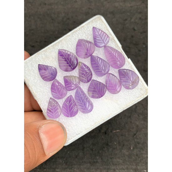 High Quality Natural Amethyst Hand Craved Leaf Shape Cabochons Gemstone For Jewelry