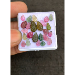 High Quality Natural Tourmaline Hand Craved Leaf Shape Cabochons Gemstone For Jewelry