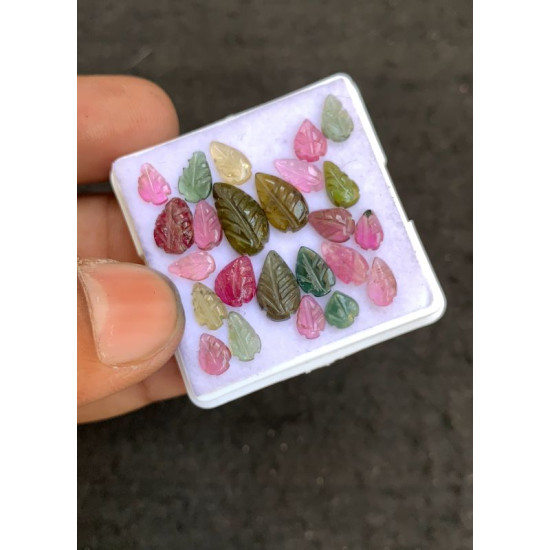 High Quality Natural Tourmaline Hand Craved Leaf Shape Cabochons Gemstone For Jewelry