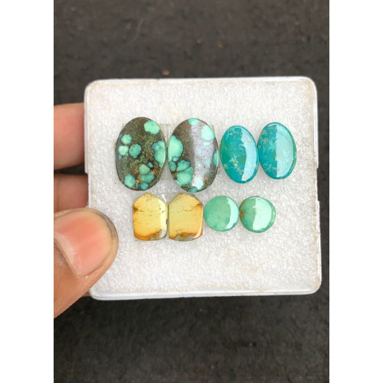 High Quality Natural Tibetan Turquoise Smooth Pair Mix Shape Cabochons Gemstone For Jewelry