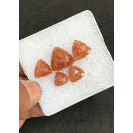 High Quality Natural Sunstone Rose Cut Trillion Shape Cabochons Gemstone For Jewelry