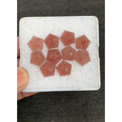 High Quality Natural Strawberry Quartz Step Cut Hexagon Shape Cabochons Gemstone For Jewelry