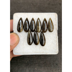 High Quality Natural Golden Obsidian Smooth Pear Shape Cabochons Gemstone For Jewelry