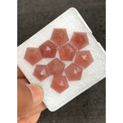 High Quality Natural Strawberry Quartz Step Cut Hexagon Shape Cabochons Gemstone For Jewelry