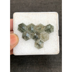 High Quality Natural Green Rutilated Quartz Step Cut Hexagon  Shape Cabochons Gemstone For Jewelry