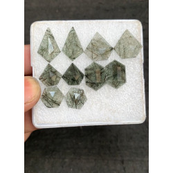 High Quality Natural Green Rutilated Quartz Step Cut Pair Fancy Shape Cabochons Gemstone For Jewelry