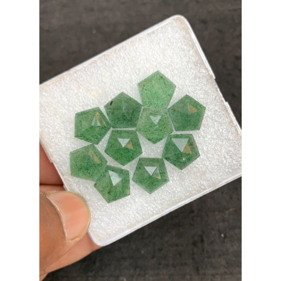 High Quality Natural Green Strawberry Quartz Rose Cut Hexagon Shape Cabochons Gemstone For Jewelry