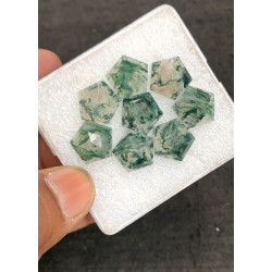 High Quality Natural Moss Agate Step Cut Hexagon Shape Cabochons Gemstone For Jewelry