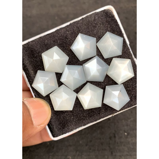 High Quality Natural White Moonstone Step Cut Hexagon Shape Cabochons Gemstone For Jewelry