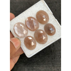 High Quality Natural Peach Moonstone Rose Cut Oval Shape Cabochons Gemstone For Jewelry