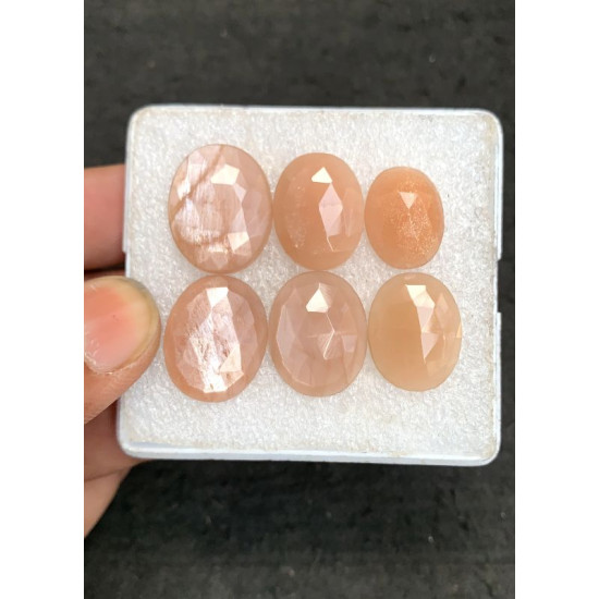 High Quality Natural Peach Moonstone Rose Cut Oval Shape Cabochons Gemstone For Jewelry