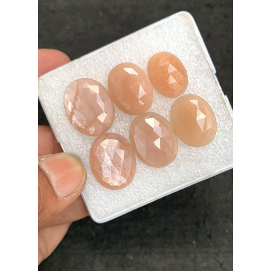 High Quality Natural Peach Moonstone Rose Cut Oval Shape Cabochons Gemstone For Jewelry