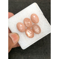 High Quality Natural Peach Moonstone Rose Cut Oval Shape Cabochons Gemstone For Jewelry