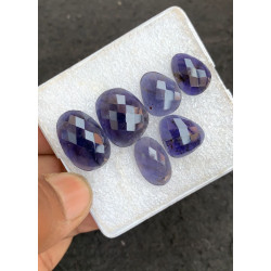 High Quality Natural Iolite Checker Cut Fancy Shape Cabochons Gemstone For Jewelry