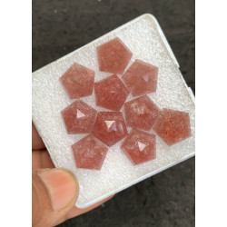 High Quality Natural Strawberry Quartz Step Cut Hexagon Shape Cabochons Gemstone For Jewelry