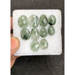 High Quality Natural Green Rutilated Quartz Rose Cut Fancy Shape Cabochons Gemstone For Jewelry