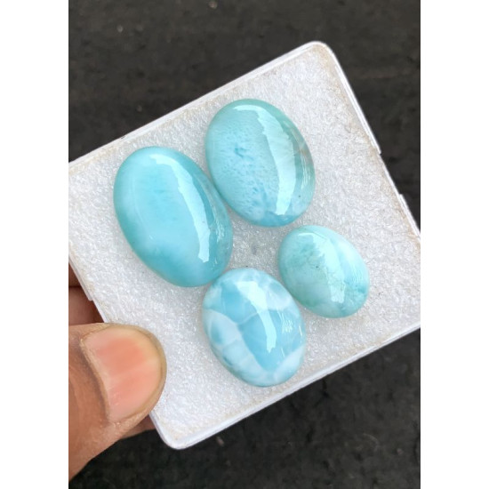 High Quality Natural Larimar Smooth Oval Shape Cabochons Gemstone For Jewelry