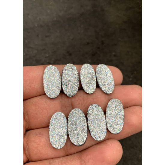 High Quality Titanium Druzy Gemstone Amazing Titanium Druzy Oval Shape Cabochons Gemstone For Jewelry