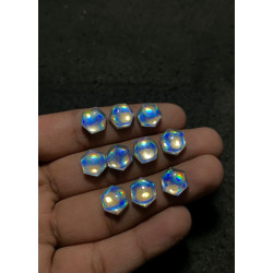 High Quality Beautiful Amazing Mystic Rainbow Quartz Smooth Hexagon Shape Cabochons Gemstone For Jewelry