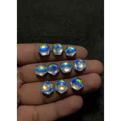 High Quality Beautiful Amazing Mystic Rainbow Quartz Smooth Hexagon Shape Cabochons Gemstone For Jewelry