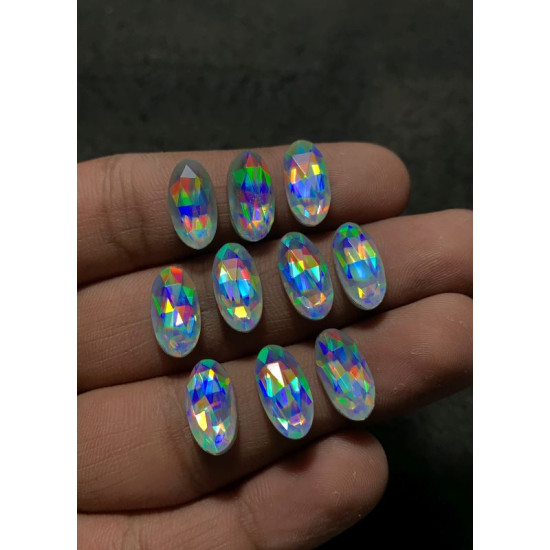 High Quality Beautiful Amazing Mystic Rainbow Quartz Rose Cut Oval Shape Cabochons Gemstone For Jewelry