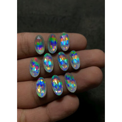 High Quality Beautiful Amazing Mystic Rainbow Quartz Rose Cut Oval Shape Cabochons Gemstone For Jewelry