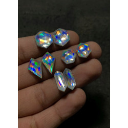 High Quality Beautiful Amazing Mystic Rainbow Quartz Rose Cut Pair Mix Shape Cabochons Gemstone For Jewelry
