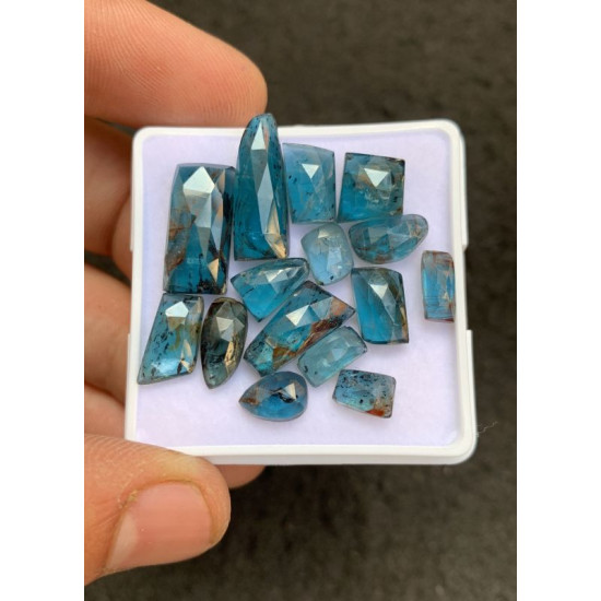 High Quality Natural Teal Green Kyanite Rose Cut Fancy Shape Cabochons Gemstone For Jewelry