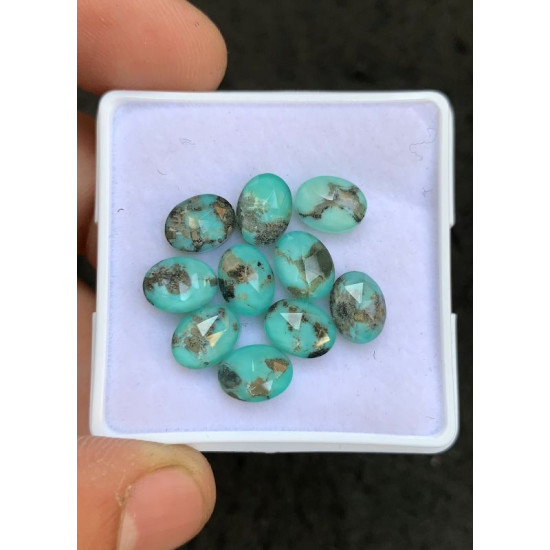 High Quality Natural Tibetan Turquoise and Crystal Doublet Rose Cut Oval Shape Cabochons Gemstone For Jewelry