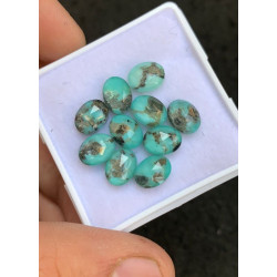 High Quality Natural Tibetan Turquoise and Crystal Doublet Rose Cut Oval Shape Cabochons Gemstone For Jewelry