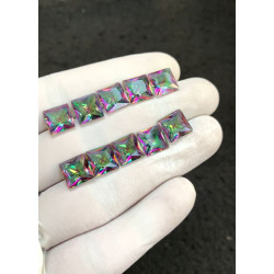 High Quality Natural Mystic Topaz Faceted Cut Cushion Shape Gemstone For Jewelry