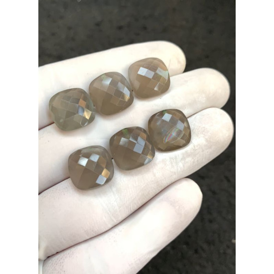 High Quality Natural Grey Moonstone Checker Cut Briolettes Cushion Shape Gemstone For Jewelry