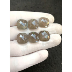 High Quality Natural Grey Moonstone Checker Cut Briolettes Cushion Shape Gemstone For Jewelry