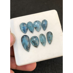 High Quality Natural Teal Green Kyanite Rose Cut Pear Shape Cabochons Gemstone For Jewelry