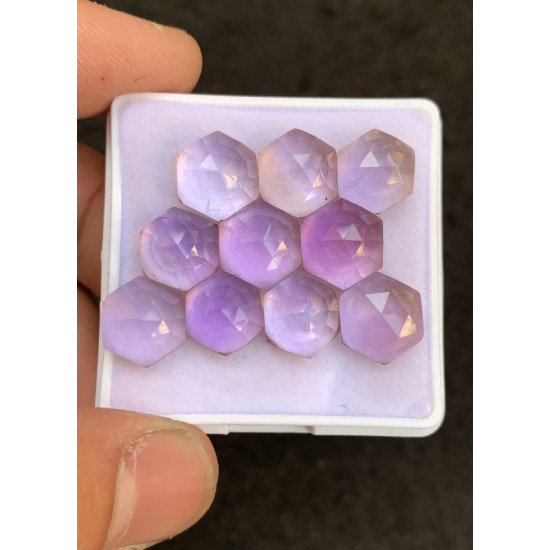 High Quality Natural Amethyst Rose Cut Hexagon Shape Cabochons Gemstone For Jewelry