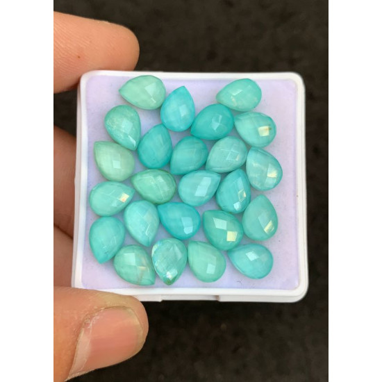 High Quality Natural Arizona Turquoise and Crystal Doublet Checker Cut Pear Shape Cabochons Gemstone For Jewelry