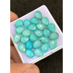 High Quality Natural Arizona Turquoise and Crystal Doublet Checker Cut Pear Shape Cabochons Gemstone For Jewelry