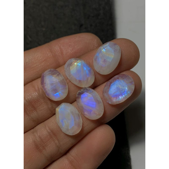 High Quality Natural Rainbow Moonstone Step Cut Oval Shape Cabochons Gemstone For Jewelry