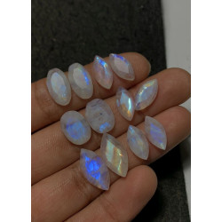 High Quality Natural Rainbow Moonstone Step Cut Pair Mix Shape Cabochons Gemstone For Jewelry