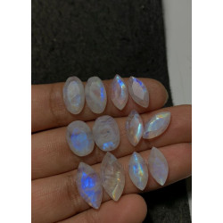 High Quality Natural Rainbow Moonstone Step Cut Pair Mix Shape Cabochons Gemstone For Jewelry