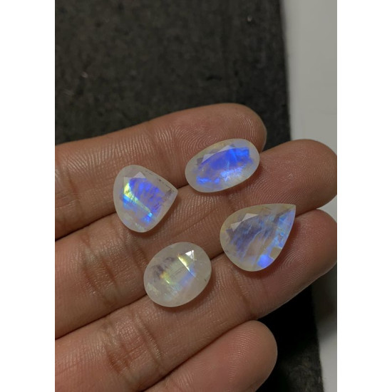 High Quality Natural Rainbow Moonstone Faceted Cut Mix Shape Gemstone For Jewelry