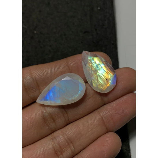 High Quality Natural Rainbow Moonstone Faceted Cut Mix Shape Gemstone For Jewelry