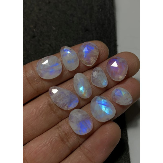 High Quality Natural Rainbow Moonstone Rose Cut Fancy Shape Cabochons Gemstone For Jewelry