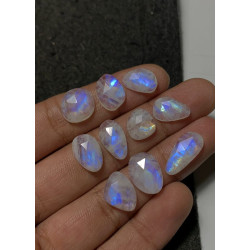 High Quality Natural Rainbow Moonstone Rose Cut Fancy Shape Cabochons Gemstone For Jewelry