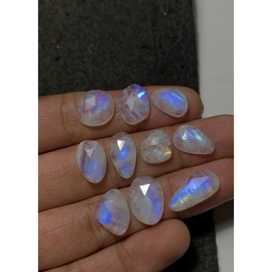 High Quality Natural Rainbow Moonstone Rose Cut Fancy Shape Cabochons Gemstone For Jewelry