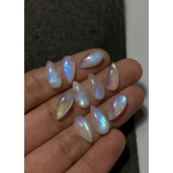 High Quality Natural Rainbow Moonstone Smooth Pear Shape Cabochons Gemstone For Jewelry