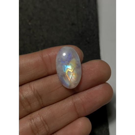 High Quality Natural Rainbow Moonstone Smooth Oval Shape Cabochons Gemstone For Jewelry